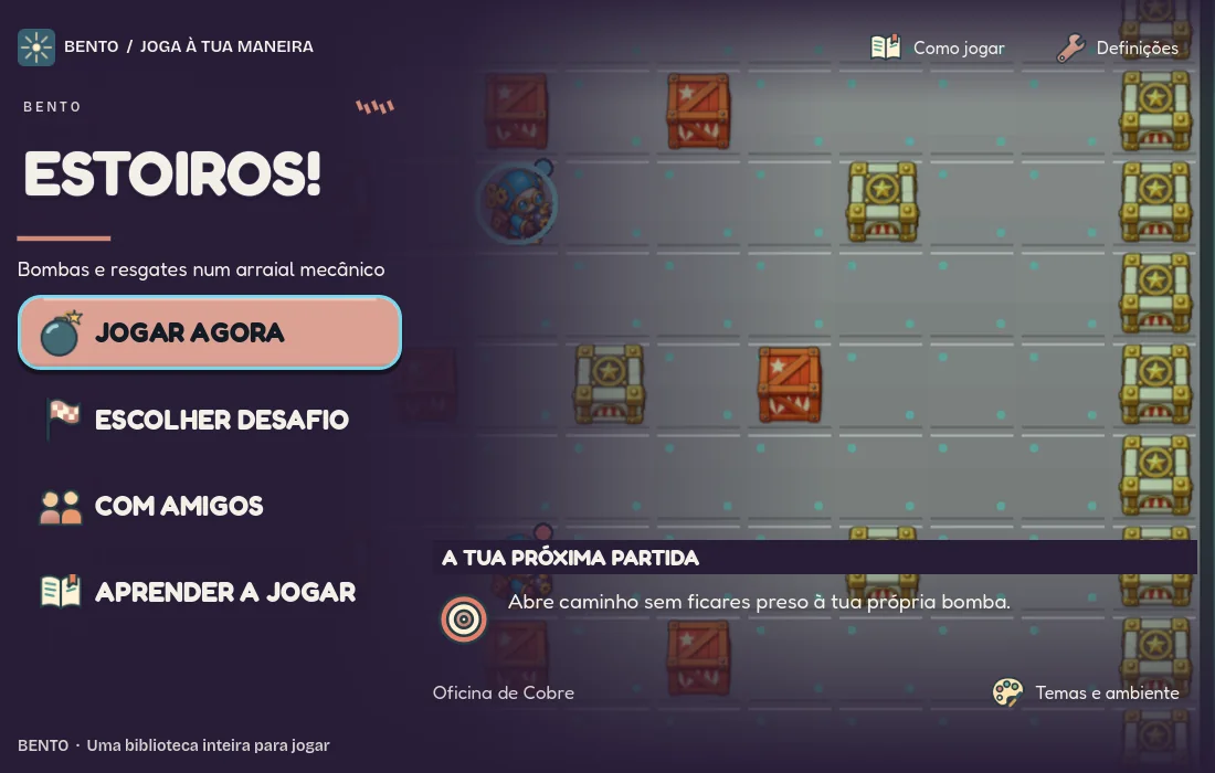 Ecrã inicial de Bento ESTOIROS!